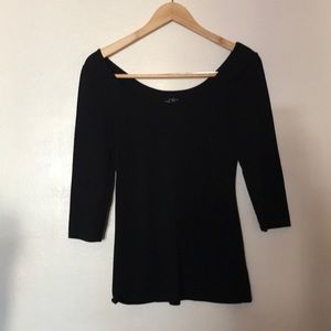 3/4 Sleeve Black Basic Top